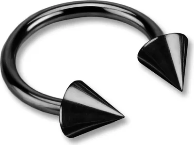 Produktbild von viva-adorno Hufeisen Piercing Edelstahl Spikes Augenbrauenpiercing Z55,Schwarz,1,2 x 8 x 3+3mm