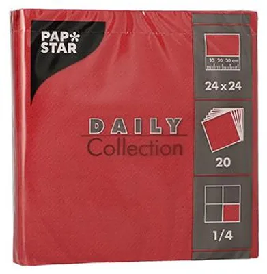 Immagine prodotto di 400 tovaglioli Papstar DAILY Collection 1/4 fold 24 cm x 24 cm bordeaux 89593