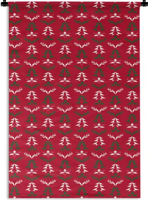 Produktbild von MuchoWow® Wandteppich Wandbehang Hirsche - Muster - Weihnachten 120x180 cm Tapisserie Dekoration Wandtuch - Schlafzimmer - Dekorationen für das Haus