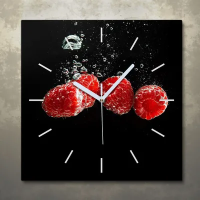 Produktbild von Wohnzimmer Leinwand Uhr Geräuschlos Küche 30x30 Früchte, Spritzen, Motive, weiße Zeiger