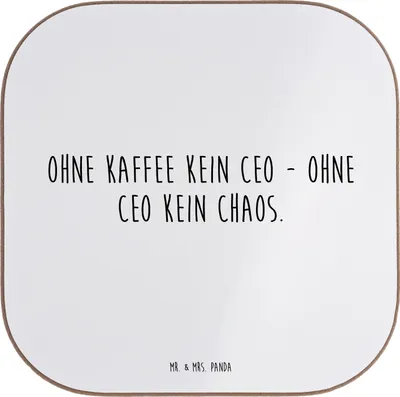 Produktbild von Mr. & Mrs. Panda Untersetzer für Gläser Spruch CEO ohne Chaos - Weiß - Geschenk, Unternehmensentscheidungen, Tassenuntersetzer, Arbeitsalltag, Geschenke Berufstätige