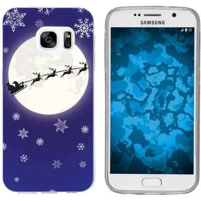 Produktbild von PhoneNatic Case kompatibel mit Samsung Galaxy S7 Silikon-Hülle X Mas Weihnachten Santa - Snowflakes M4