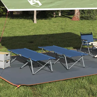 Image de vidaXL Lit pliant pour camping 2 pièces Bleu 194 x 62,5 x 42,5 cm