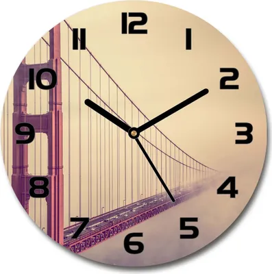 Produktbild von Wanduhr aus Glas 30fi Glasbild Glasuhr Gehärtetes Glas - schwarze-zeiger - San Francisco Bridge