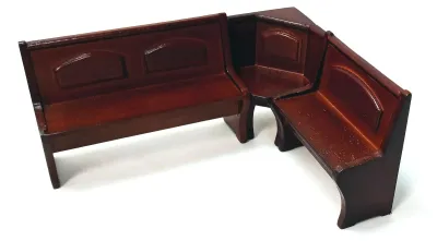 Produktbild von Miniatur Essecke aus Holz Nussbaumfarbig lackiert, Für 1:12 Puppenstube