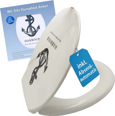 Produktbild von WC Sitz mit Absenkautomatik, Toilettendeckel mit Motiv | Klobrille mit Softclose | Toilettensitz inkl. Befestigung | Universal Klodeckel, Variante:Anker