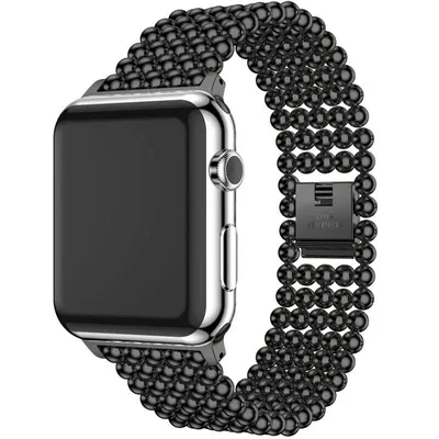 Produktbild von Strap-it Apple Watch Stahlperlenarmband (Schwarz)