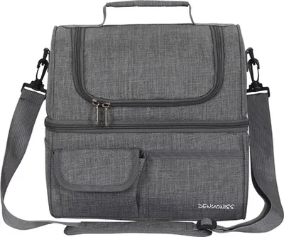 Produktbild von Isolierte Kuehltasche mit zwei Faechern, wasserdicht, auslaufsicher, mit Schultergurt, fuer Picknick, Strand, Reisen, Buero