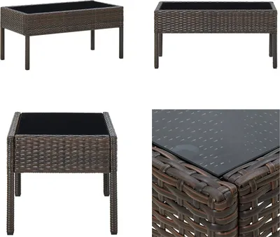 Produktbild von vidaXL Gartentisch Braun 75x40x37 cm Poly Rattan - Gartentisch - Gartentische - Tisch - Tische