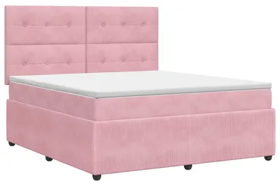 Produktbild von Boxspringbett mit Matratze mit Kopfteil Rosa 160 x 200 cm Samt