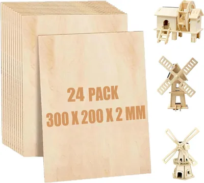 Zdjęcie produktu dla Płyty sklejki 300 x 200 x 2 mm, 24 sztuk, drewno lipowe, do modelarstwa