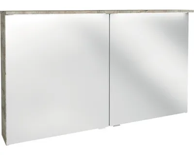 Immagine prodotto di Armadietto a specchio LED FACKELMANN Oxford / Armadietto da bagno con illuminazione a LED / Dimensioni (L x A x P): ca. 120 x 69,6 x 20 cm / Armadietto di alta qualità a 2 ante per il bagno / Sistema Soft-Close / Corpo: marrone chiaro
