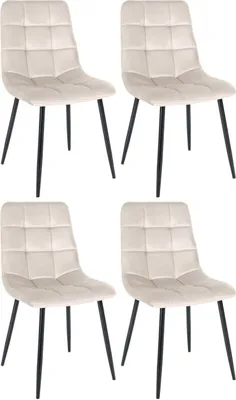 Produktbild von 4er Set Esszimmerstuhl Tilde Samt creme