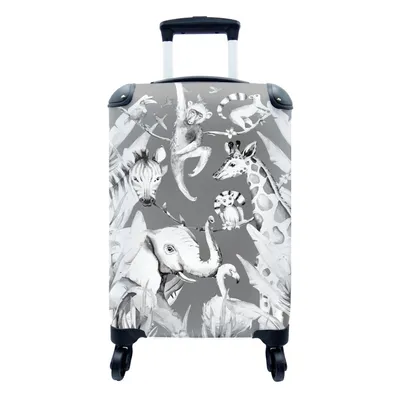 Produktbild von MuchoWow® Koffer Handgepäck Trolley Rollkoffer Kleine Reisekoffer mit 4 Rollen - Aquarellieren - Tiere - Dschungel - Jungen - Blau - Kinder - Cabin Size < 55x40x23 cm & 55x40x20 cm - Kinderkoffer - Kabinenkoffer - Boardgepäck - Reise-Box - Reisekoffer - Reisegepäck - Koffer mit Bild - Trolley für Kinder