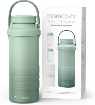 Produktbild von Momcozy Tragbare Kühlbox für Muttermilch (650 ml) – 360° Kühlung bis zu 18 Stunden – Fassungsvermögen für 2 Babyflaschen + Nahrung – Fahrradfreundlich und auslaufsicher