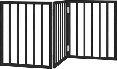 Image de vidaXL Porte pour chien 3 pièces Pliable Noir 150 cm Bois de peuplier