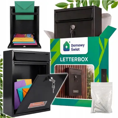 Immagine prodotto di Cassa Postale In Acciaio Nero, Grande, Con Sportello E Chiave