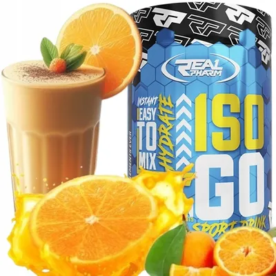 Produktbild von Isotonischer Kohlenhydrat-Vitamin-Drink Real Pharm ISO GO 600 g Geschmack: Orange