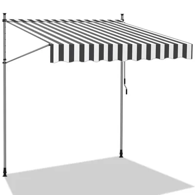 Immagine prodotto di Yakimz Tenda da sole Tenda da sole con morsetti Tenda da sole per balcone Tende da sole da giardino resistenti ai raggi UV Tenda da sole con braccio articolato Bianco Grigio 4M