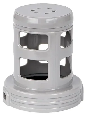 A gray plastic adapter for a whirlpool spa filter.