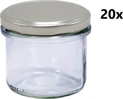Obrázek produktu pro Zavařovací sklenice 235 ml STURZ / ROVNÁ čirá 20 ks VČETNĚ STŘÍBRNÝCH VÍČEK, Počet kusů v balení: 20