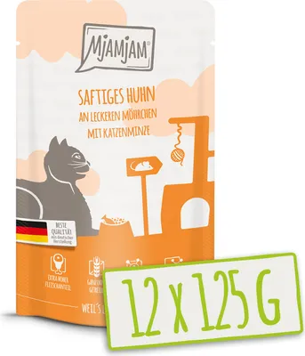 Produktbild von MjAMjAM - Quetschie 12x125g Huhn mit Möhrchen Nassfutter Katzenfutter Katze