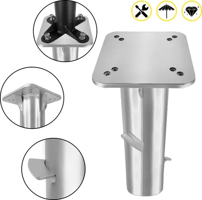 Produktbild von LZQ Sonnenschirm-Bodenanker, Metall, Silber, ebenerdig einbetonierbar, rost- & korrosionsbeständig, für Sonnenschirm, Ampelschirm, Kurbelschirm, M8 kompatibel, Montageplatte 16x16 cm, Höhe ca. 40 cm, 1 Stück