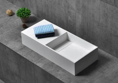 Produktbild von Wandwaschbecken TWG08 aus Mineralguss - 75 x 32,5 x 15 cm - Weiß matt