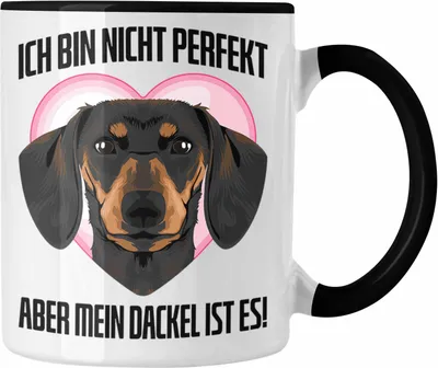 Produktbild von Trendation - Dackel Tasse Geschenke Dachshund Rauhaardackel Lustig Ich Bin Nicht Perfekt Aber Mein Dackel Ist Es (Schwarz)