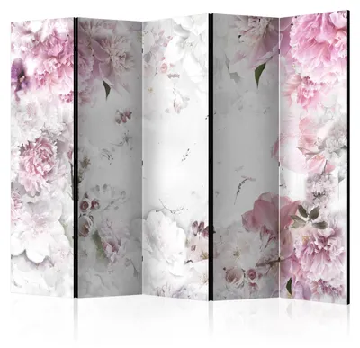 Immagine prodotto di Pannello divisorio a 5 ante, stampato su un solo lato, pieghevole, con motivo di rose rosa, dimensioni 225 cm x 172 cm