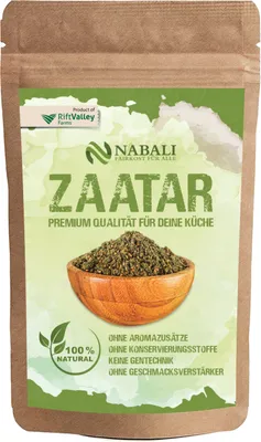 Produktbild von NABALI FAIRKOST FÜR ALLE Zatar Za'atar Qualitätsware aus Palästina I das Original nach Ottolenghi 100 g - 100% naturell aromatisch traditionell frisch orientalisch I ohne Konservierungsstoffe I vegan