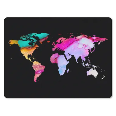 Produktbild von MuchoWow® Mauspad Mousepad Weltkarte - Regenbogen - Schwarz 40x30 cm - Mousepads - Maus Mat - Pad - Mausunterlage - Anti Rutsch