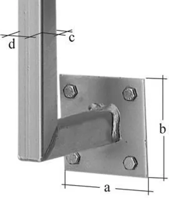 Immagine prodotto di Alberts 700256 Palo universale, saldato contro la piastra con interasse di 120 mm, da avvitare, lunghezza 1150 mm, paletto 30 x 30 mm