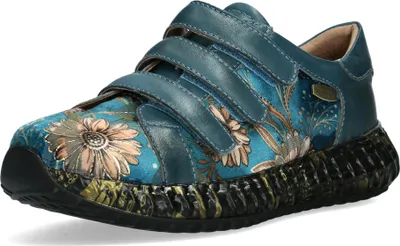 Produktbild von Laura Vita Damen Sneaker mit Blumenmuster Plateau und Klettverschluss Burton 42, Größe:38 EU, Farbe:Blau