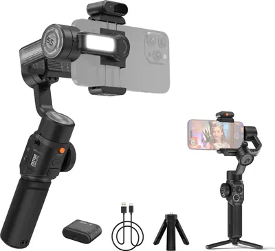 Zdjęcie produktu dla ZHIYUN SMOOTH 5S AI COMBO Ręczny 3-osiowy stabilizator gimbala do vlogów z telefonem Anti-Shake Al Tracking Sterowanie gestami Wbudowane światło wypełniające LED z mini statywem Maks. udźwig 300 g Zamiennik do smartfonów iPhone 15/14/13/12 z systemem Android