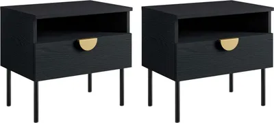 Image de Lot de 2 tables de chevet « Mond » noires, 50 cm