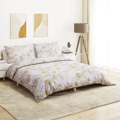 Produktbild von CLORIS Bettwäsche-Set Weiß und Braun 200x200 cm Baumwolle - Bettwäschen LL0000257777