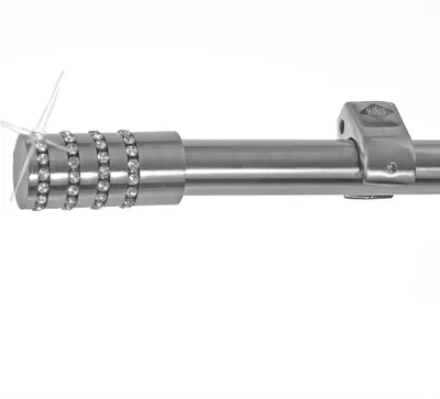 Produktbild von Edelstahl Look Gardinenstange 20mm Wandträger 1-läufig Kristall Zylinder, Länge wählbar D50 E39 R
