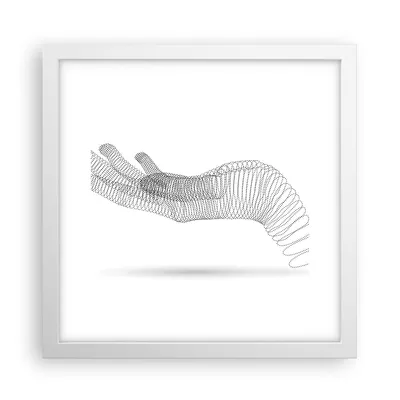 Produktbild von Gerahmtes Poster - Weißer Rahmen - Hand Grafik weiß - 30x30 cm - Wand Bild - Wanddeko - Wandbilder - Kunstposter - Wandposter - Bilderrahmen - Bilder - Kunstdruck - Wanddekoration - P2WAC30x30-4427