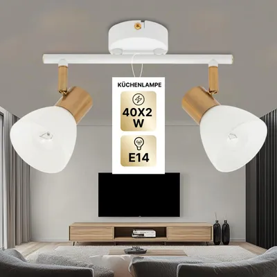 Produktbild von Deckenstrahler Weiß, 2-flammig, modern, ARTE LAMP Falena, E14 bis 40 W je Fassung, für Wohnzimmer, Flur & Esszimmer, 26 x 9 x 20 cm, A3117PL-2WH
