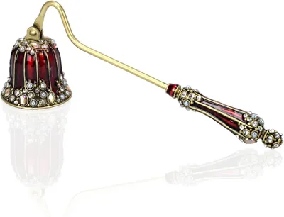 Productafbeelding van Decoratieve kaars Snuffer, Rood en Goud Tone met Strass Accenten, Zinklegering en Hars, 17x6x4cm (Rood)