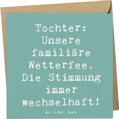 Produktbild von Mr. & Mrs. Panda Deluxe Karte Spruch Tochter Wetterfee - Meeresbrise - Geschenk, faltkarte, anlasskarte, Klappkarte, Stimmung, Lächeln, Freude, Einfallsreichtum, Familie