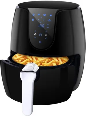 Productafbeelding van Airfryer - Zwart - 1500W - Heteluchtfriteuse met 6 Kookprogramma's en LED-Touchscreen - Voor Gezond Koken