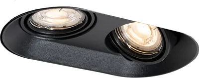 Produktbild von QAZQA - Modern Runder Einbau-Strahler schwarz GU10 50mm 2-flammig - Hubs I Wohnzimmer I Schlafzimmer - Metall Oval - LED geeignet GU10