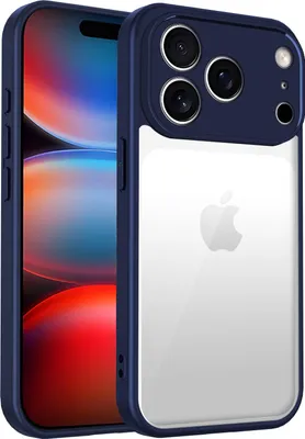 Obrázek produktu pro Pouzdro pro iPhone 17 Pro průhledný zadní kryt s TPU rámečkem, odolné proti nárazům Modrý