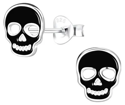 Produktbild von Ohrstecker Totenkopf: Halloween Ohrringe Silber 925