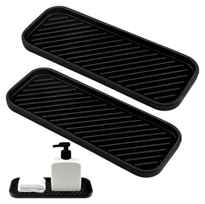 Produktbild von Organizer für Spülbecken 2er Set – Multifunktionaler Schwammhalter für Spülbürste, Seife und Spülmittel, Schlankes Zubehör für schnelltrocknende Aufbewahrung