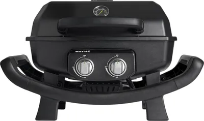 Produktbild von BURNHARD 2-Brenner Gasgrill Wayne 4,4 kW – Tragbarer Balkongrill - Tischgasgrill klein mit Aludruckguss Brennkammer inkl. Abdeckhaube - Gusseisen Grillrost