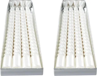 Obrázok produktu pre Stolové sviečky 8 ks 20 cm, biele stočené, neparfumované, na oslavu