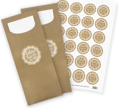 Produktbild von itenga 24x Bestecktaschen + Stickerbogen "Schön dass du da bist" (Motiv 202)